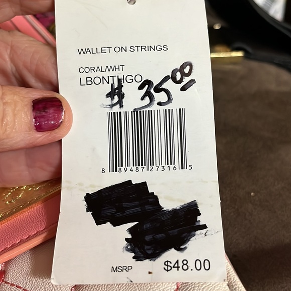 Ladies Luv Betsy/Betsy Johnson wallet on a strings,NWT,super nice, coral&white - Picture 6 of 6